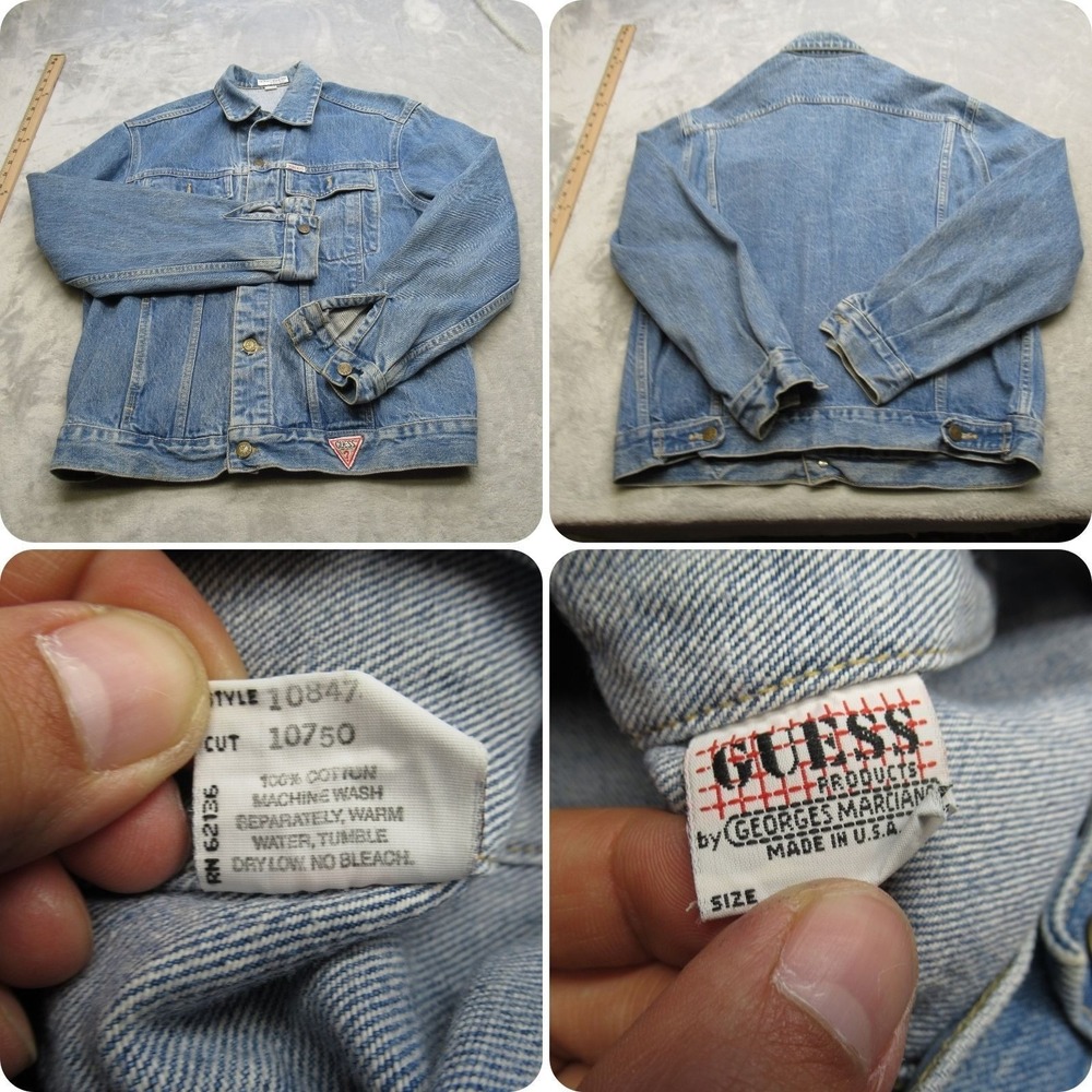 Guess Georges Marciano Denim Jacket Mens Large Trucker USA Made VTG 80s RARE